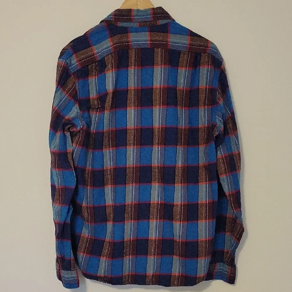 J.CREW Men's Blue Red Plaid Flannel Shirt Classic Workwear Fit Sz M